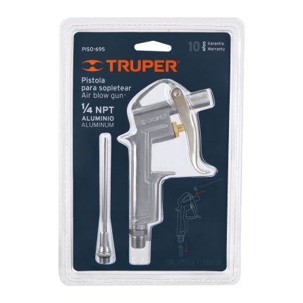 Pistola de aluminio para sopletear, boquilla ext 4"-TRUPER